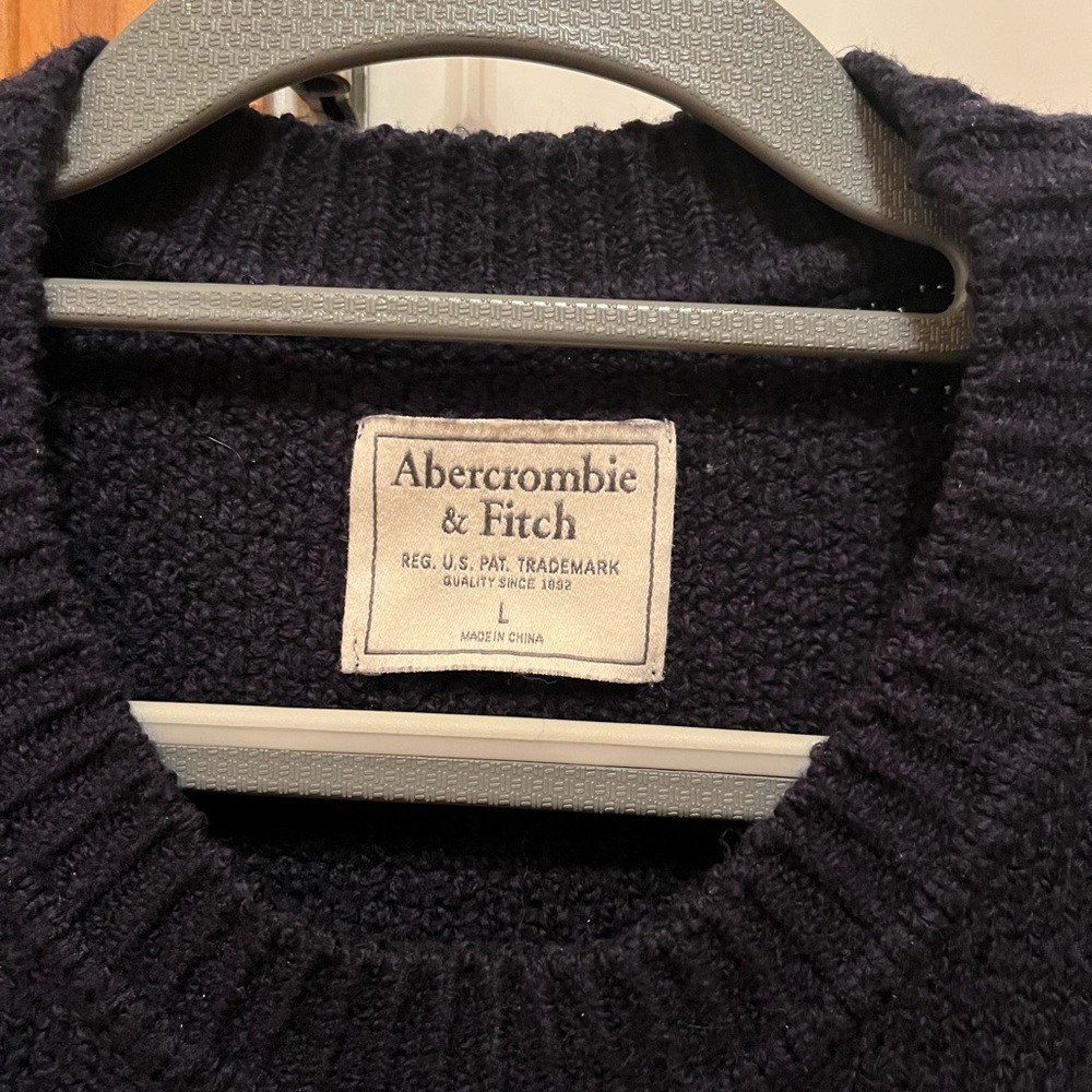 Abercrombie & Fitch Men's Dark Blue Crewneck Sweater
